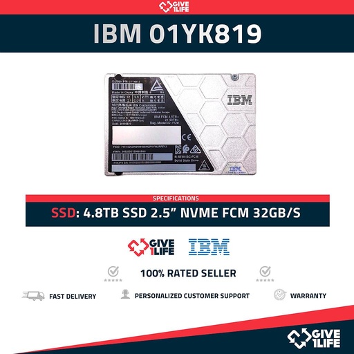 [1297] IBM 01YKB19 NVMe SSD 4.8TB SAS 32GB/S FlashCore Module (FCM)