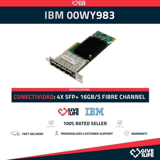 [1304] IBM 16GB QUAD PORT FIBRE CHANNEL ADAPTER PERFIL ALTO - PN:00WY983