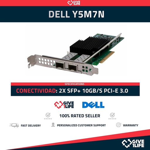 [1322] DELL Intel Y5M7N X710-DA2 2x 10GB/s SFP+ PCI Express  Perfil Largo