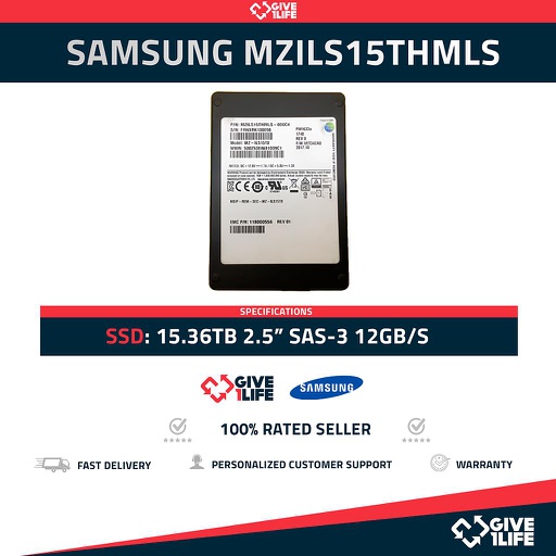 [1323] Samsung MZILS15THMLS 15.36TB SSD SAS-3 12GB/S 2.5″ SFF