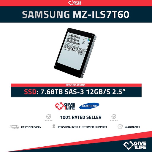 [1328] Samsung MZILS7T6HMLS SSD 7.68TB SAS-3 12GB/s 100% Vida Restante!