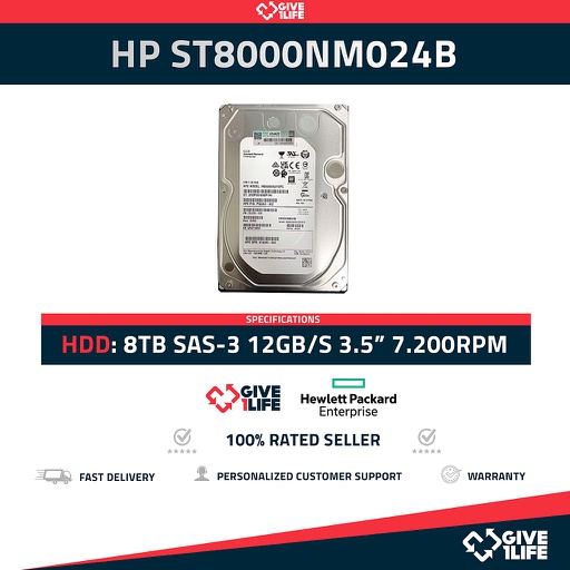 [1340] HPE ST8000NM024B 8TB HDD SAS-3 12GB/s 3.5"  256MB Caché