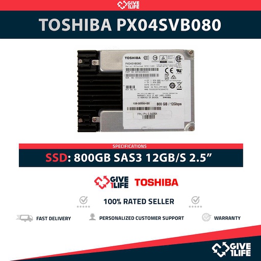 [1368] TOSHIBA PX04SVB080 SSD 800GB SAS-3 12GB/S 2.5"