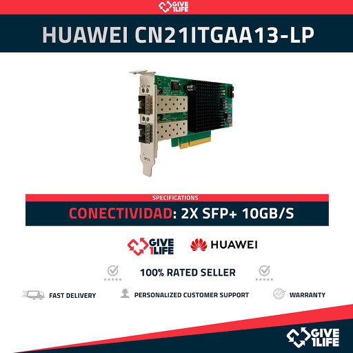 [1376] Huawei CN21ITGAA13-LP DUAL PORT SFP+ 10GB PCI X8 Adaptador de RED Perfil Corto SP310
