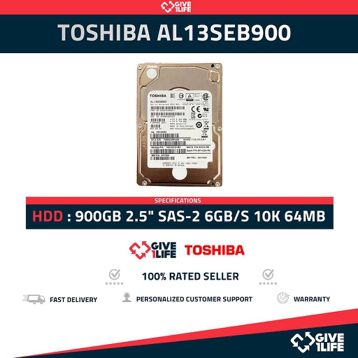 [827] TOSHIBA AL13SEB900 900GB HDD 2.5" SAS-2 6GB/S 10K 64MB