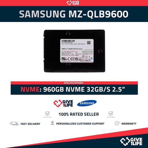 [1387] SAMSUNG MZ-QLB9600 960GB SSD NVME 32GB/S 2.5"