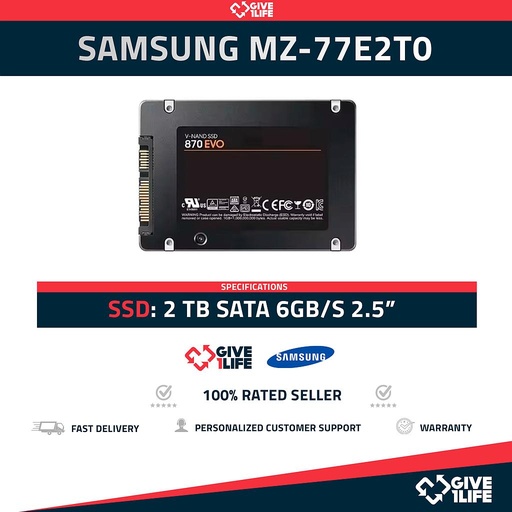 [1396] SAMSUNG MZ-77E2T0 SSD 2TB SATA 6GB/s 2.5"