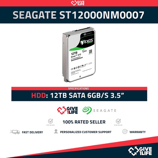 [1407] SEAGATE ST12000NM0007 HDD 12TB SATA 6GB/s 3.5" 7.2K RPM