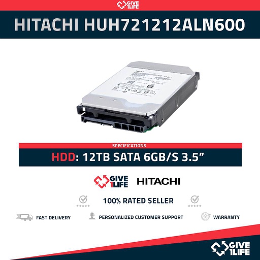 [1410] HITACHI HUH721212ALN600 HDD 12TB SATA 6GB/s 3.5" 4KN 7.2K RPM