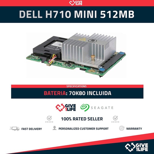 [7ba408f7f3ce] PERC H710 MINI CONTROLADORA RAID 512MB CACHE + BATERIA 70K80 Dell - 5CT6D