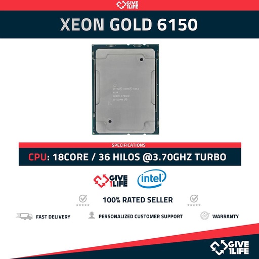 [1419] Intel Xeon GOLD 6150 (18 Núcleos / 36 Hilos) @3.70Ghz Turbo Speed