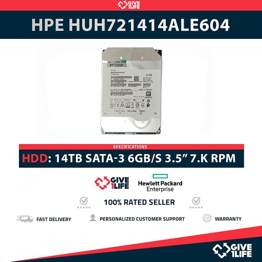 [1431] HPE HUH721414ALE604 14TB HDD 3.5" SATA 6GB/S 7.200 RPM 512MB  CACHE