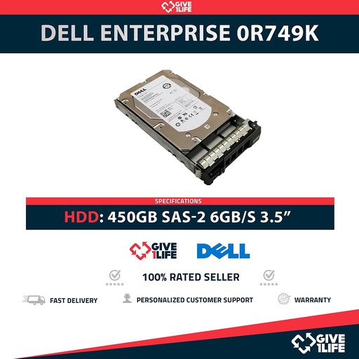 [1454] DELL 0R749K 450GB HDD 3.5" SAS-2 6GB/S 15K RPM 16MB + CADDY F238F/KG1CH