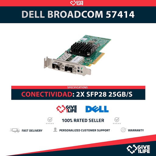 [1455] Dell Broadcom 57414 2x 25GB/s SFP28 Perfil Bajo