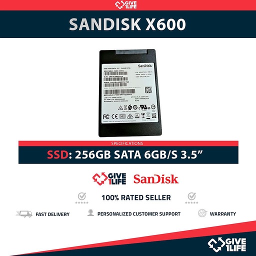 [1481] SANDISK X600 SSD 256GB 2.5″ SATA 6GB/S