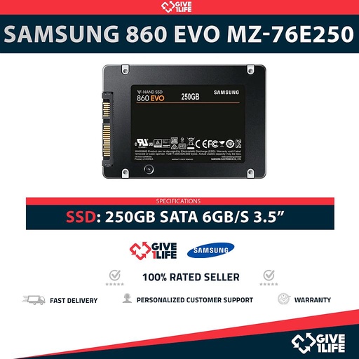 [1493] SAMSUNG 860 EVO MZ-76E250 SSD 250GB 2.5″ SATA 6GB/S