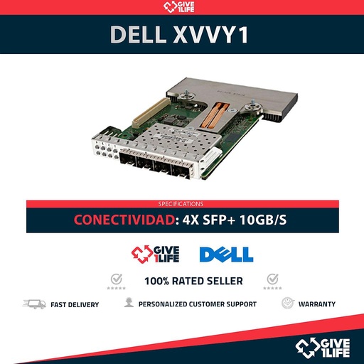 [1519] DELL Tarjeta de Red Daughter XVVY1 4x Puertos SFP+ 10GB/s