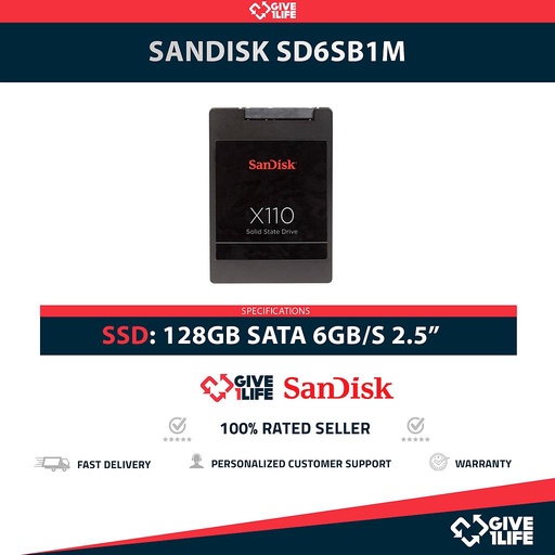 [1524] SANDISK SD6SB1M SSD 128GB 2.5" SATA 6GB/S