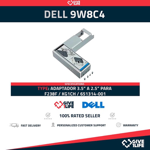 [86136d9100c2] DELL 9W8C4 ADAPTADOR 2.5" A 3.5"+TORNILLOS - F238F/KG1CH/651314