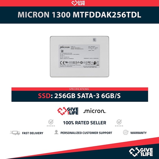[1616] MICRON 1300 MTFDDAK256TDL SSD 256GB 2.5″ SATA 6GB/S
