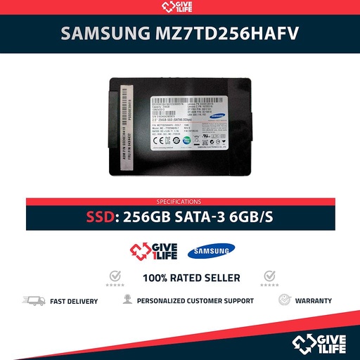 [1620] SAMSUNG MZ7TD256HAFV SSD 256GB 2.5″ SATA 6GB/S