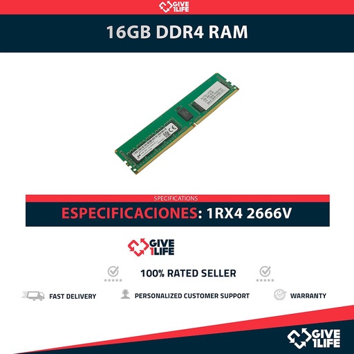 [1644] 16GB 1Rx4 PC4-2666V DDR4 RAM REGISTRADA - ESPECIAL SERVIDOR