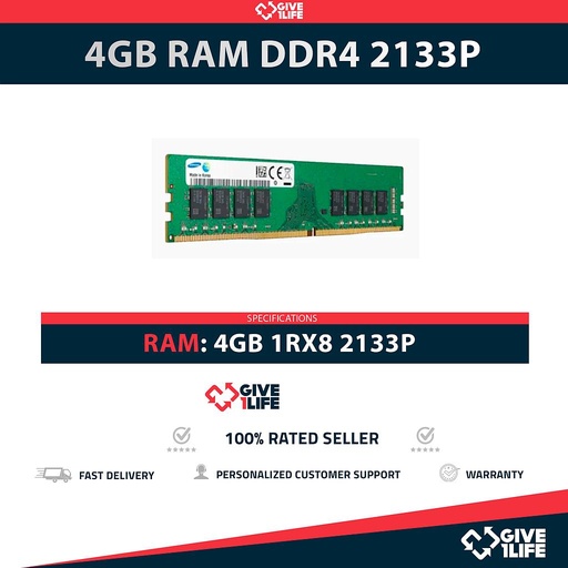 [1647] 4GB 1Rx8 PC4-2133P DDR4 RAM REGISTRADA - ESPECIAL SERVIDOR