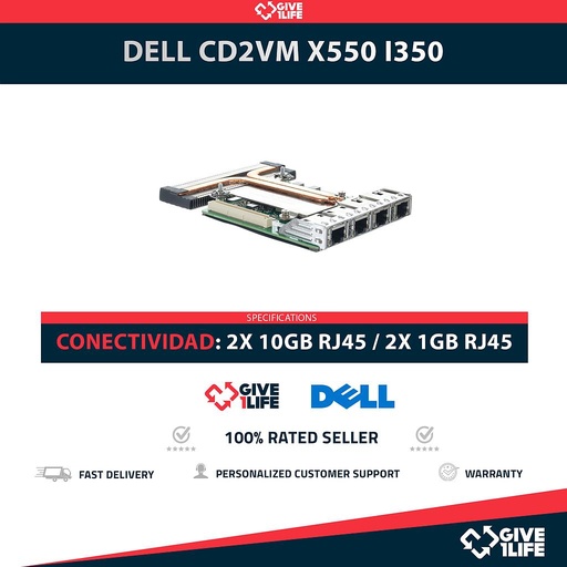 [1658] DELL CD2VM X550 I350 4 PUERTOS 2x10GB RJ45 + 2x1GB TARJETA DE RED-SERVIDOR