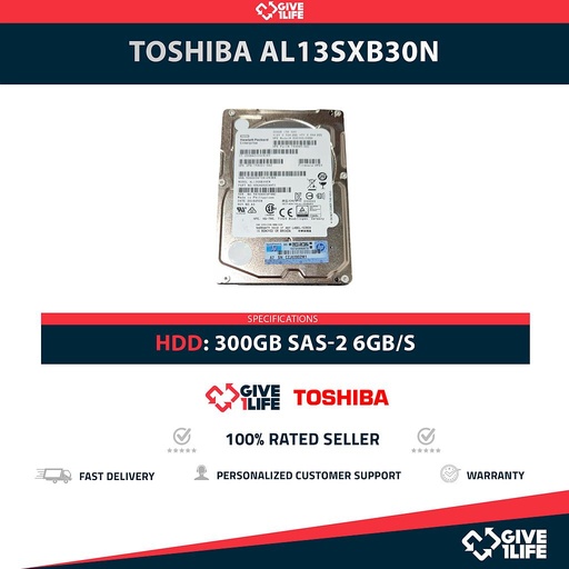 [1662] TOSHIBA AL13SXB30N 300GB HDD 2.5" SAS-2 6GB/S 15K 64MB