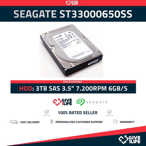 [854] SEAGATE ST33000650SS 3TB HDD 3.5" SAS-2 6GB/S 64MB - SERVIDORES HP / DELL / IBM