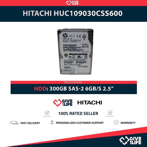 [1663] HITACHI HUC109030CSS600 300GB HDD 2.5" SAS-2 6GB/S 10K 64MB