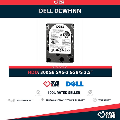 [1664] DELL 0CWHNN 300GB HDD 2.5" SAS-2 6GB/S 10K 64MB