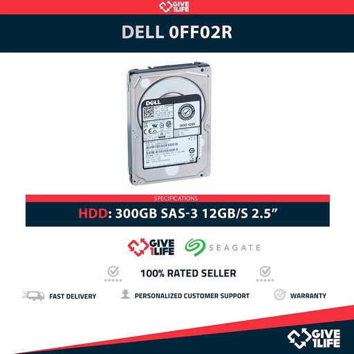 [1667] DELL 0FF02R 300GB HDD 2.5" SAS-3 12GB/S 10K 32MB