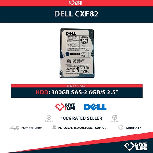 [1669] DELL CXF82 300GB HDD 2.5" SAS-2 6GB/S 10K 64MB