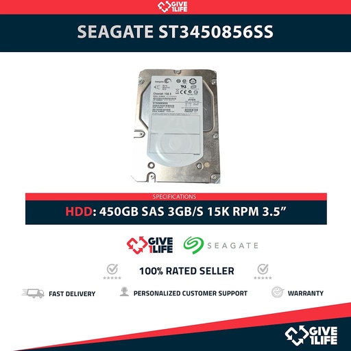 [1690] SEAGATE ST3450856SS 450GB HDD 3.5" SAS 3GB/S 15K RPM 16MB CACHÉ