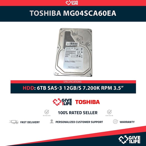 [1691] TOSHIBA MG04SCA60EA 6TB HDD 3.5" SAS-3 12GB/S 7.200 RPM 128MB CACHE