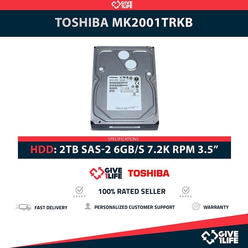 [1699] TOSHIBA MK2001TRKB 2TB HDD SAS-2 6GB/S 7.2K RPM 16MB 3.5"