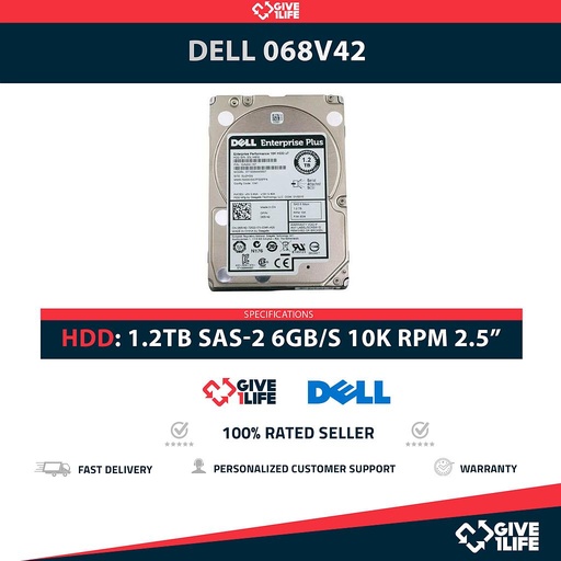 [1703] DELL 068V42 1.2TB HDD 2.5" SAS-2 6GB/S 10K 64MB