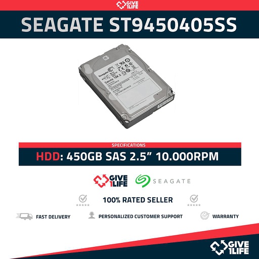 [1275] SEAGATE ST9450405SS 450GB HDD 2,5" SAS-2 6GB/S 10K 64MB - SERVIDORES HP DELL IBM