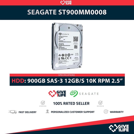 [1711] SEAGATE ST900MM0008 900GB HDD 2.5" 4Kn SAS-3 12GB/S 10K 128MB