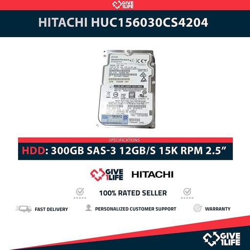 [1747] HITACHI HUC156030CS4204 300GB HDD 2.5" SAS-3 12GB/S 15K RPM 128MB