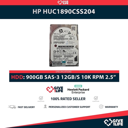 [1749] HP HUC1890CSS204 900GB HDD 2.5" SAS-3 12GB/S 10K RPM 128MB