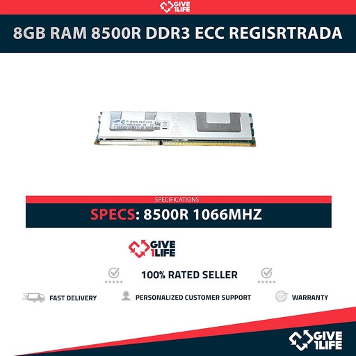 [1753] 8GB RAM 8500R DDR3 ECC REGISTRADA - ESPECIAL PARA SERVIDORES