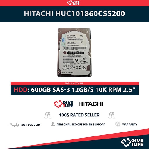 [1759] HITACHI HUC101860CSS200 HDD 2.5" 600GB SAS-3 12GB/s 10K RPM 128MB CACHÉ