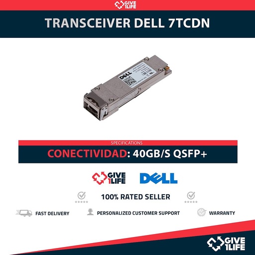 [1761] DELL 7TCDN QSFP+ 40GB/S TRANSCEIVER 850NM