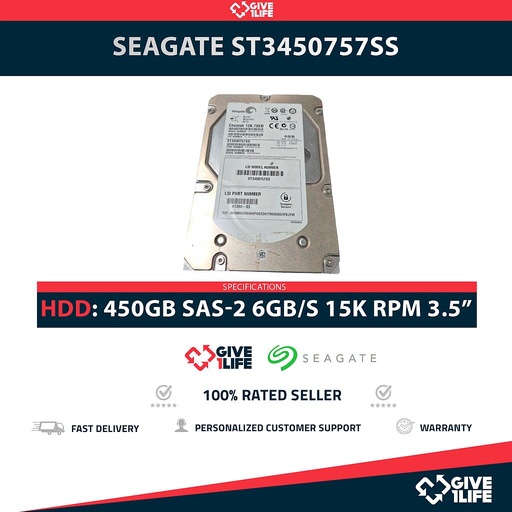 [1773] SEAGATE ST3450757SS 450GB HDD 3.5" SAS-2 6GB/S 15K 16MB