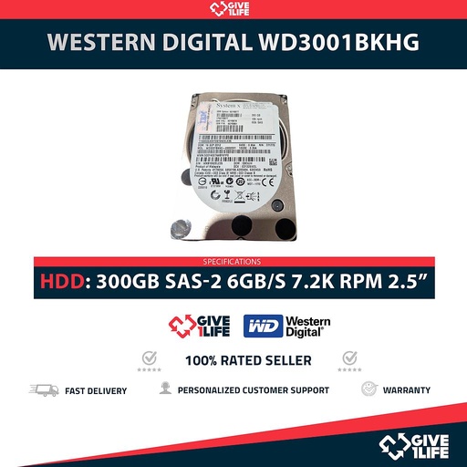 [1776] WESTERN DIGITAL WD3001BKHG 300GB HDD 2.5" SAS-2 6GB/S 7.2K 32MB