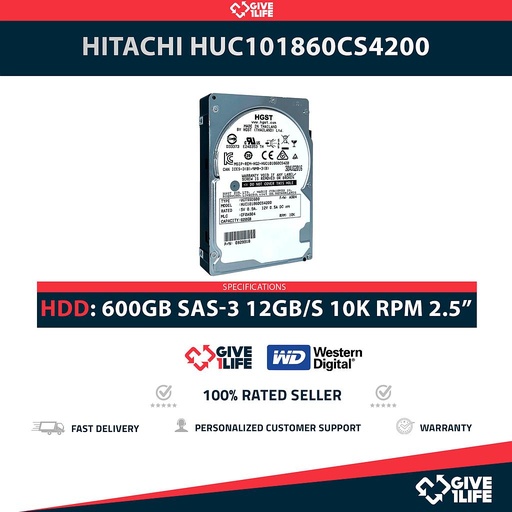 [1777] HITACHI HUC101860CS4200 600GB HDD 2.5" SAS-3 12GB/S 10K  128MB