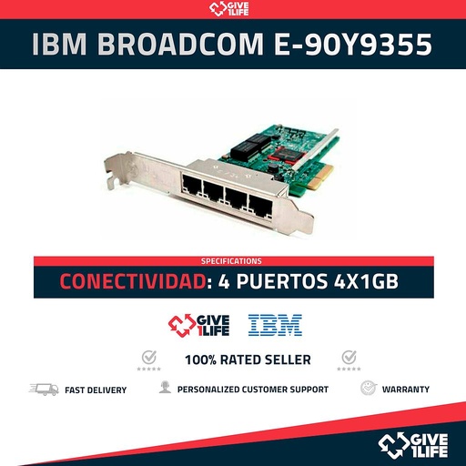 [1260] IBM BROADCOM 4 PUERTOS 4X1GB - E-90Y9355 - TARJETA DE RED - SERVIDOR HP DELL