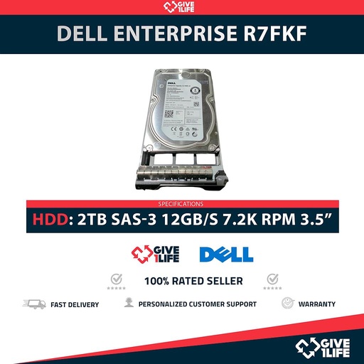 [1786] DELL ENTERPRISE R7FKF ST2000NM0005 2TB HDD 3.5" SAS-3 12GB/S 7.2K RPM 128MB CACHÉ + CADDY F238F